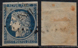 FRANCE- CERES # 4 / 1849 - 25 C. BLEU BEAU 2° CHOIX / COTE 65.00 EUROS (ref 8976) - 1849-1850 Cérès