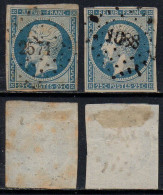 FRANCE- PRESIDENCE # 10 / 1852 - 2 EX. 25 C. BLEU BEAUX 2° CHOIX / COTE 90.00 EUROS (ref 8976) - 1852 Louis-Napoleon