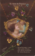 FANTAISIE - De Toute Ma Pensée - Fleurs - Couple - Amour - Carte Postale Ancienne - Other & Unclassified