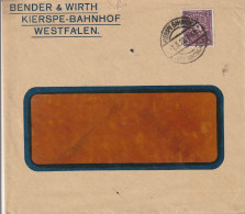 Allemagne Timbre Perforé  Sur Lettre Kierspe - Bahnhof 1922 - 1922-1923 Lokalausgaben