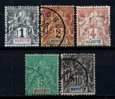 Mayotte - 1892   -  N° 1 à 5  - Oblitéré - Used - Usati