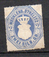1864 N. 5  2 S Azzurro Integro MNH** - Mecklenburg-Strelitz