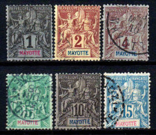 Mayotte - 1892   -  N° 1 à 6  - Oblitéré - Used - Oblitérés