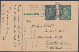 ⁕ Kingdom Of Yugoslavia 1933 ⁕ Bjelovar - Dresden ⁕ King Alexander, Stationery Postcard - Entiers Postaux