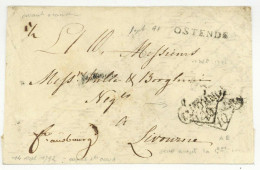 OSTENDE 14 Septembre 1792 Pour Livourne Livorno Franco Augsburg Juste Avant La Premiere Occupation - 1792-1815: Départements Conquis