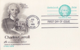 Entier US Domestic Rate FDC "Charles Carrol" Obl. New Carrollton Le 1 Feb 1985 - 1981-00