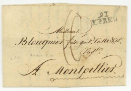 91 YPRES 1810 Pour Montpellier - 1792-1815: Départements Conquis