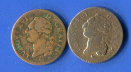 Louis  16  Sol  2  Pieces  1791 A  + 1785 Bb - 1774-1791 Louis XVI