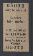 Czechoslovakia, Train Ticket Cihelny - Karlovy Vary, 1960. - Europa