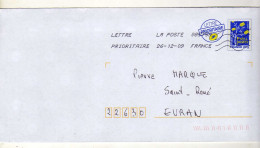 Enveloppe FRANCE Prêt à Poster Lettre 20g Oblitération LA POSTE 08575A 26/12/2009 - PAP: Ristampa/Logo Bleu