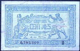 FRANCE * TRESORERIE AUX ARMEES * 1919 * Série U * Fay. VF.02.04 * État/Grade TB/F - 1917-1919 Tesoreria Delle Armate