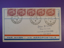 N0   FRANCE   BELLE LETTRE  1931  PARIS AEROPOSTALE +BANDE VERT. DE BLANCS +AEROPHILATELIE +AFF. INTERESSANT++ - 1927-1959 Cartas & Documentos