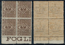 1901 Floreale Cent. 1, Sassone 68, Quartina Bordo Di Foglio, MNH - Neufs