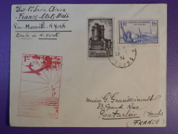 N0   FRANCE   LETTRE NON OUVERTRE 1939  1ER VOL NEW YORK USA +AEROPHILATELIE +AFF. INTERESSANT+++ - 1927-1959 Cartas & Documentos