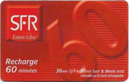 Reunion - SFR - SFR Red Diagonal Values, Normal Zero 0, Exp.12.2002, GSM Refill 60Min, Used - Reunión