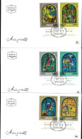 Israël 1973 Y&T 521 à 526. Série Sur FDC. Vitraux De Marc Chagall II, Synagogue De Jérusalem. Aser Gad, Dan, Benjamin,.. - Vetri & Vetrate