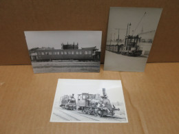 3 Photographies Wagon Locomotives Diverses Beaux Plans - Treinen