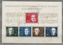 GERMANY BRD 1959 Music Composers Used(o) Mi Bl 2 #34329 - 1959-1980