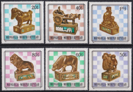 F-EX46859 MONGOLIA MHN 1981 WOOD PIECES CHESS AJEDREZ.  - Echecs