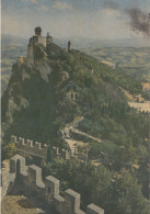 CARTOLINA  SAN MARINO-LA PIU PICCOLA REPUBBLICA DEL MONDO NEL CUORE D'ITALIA-BOLLO STACCATO-VIAGGIATA - Saint-Marin