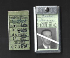 Estoril Railway Line, Portugal. Monthly Ticket. October 1966. Aluminum Ticket Holder. Estoril-Eisenbahnlinie. Monatskart - Mondo