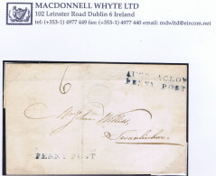 Ireland Tyrone 1835 Cover Augher To Swanlinbar With AUGHNACLOY/PENNY POST In Blue - Voorfilatelie