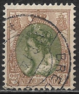 Vertikaal Bruin Streepje Naast De Rechterbovenhoek In 1919 22½ Cent Bruin / Groen Kon. Wilhelmina NVPH 70 - Plaatfouten En Curiosa