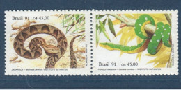Brésil, Brasil, **, Yv 2019, 2020, Mi 2415, 2416, Jararaca (Bothrops Jararaca), Boa émeraude (Corallus Caninus), - Slangen