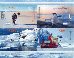 Lote A17, Argentina, 2022, HF, SS, Argentina En Antartida, Antarctica, Penguin, Helicopter, Ship, Flag - Nuevos