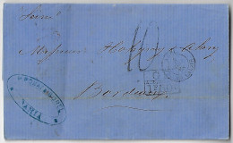 Brazil 1868 Fold Cover Bahia To Bordeaux France Seine Royal Mail Steam Packet Co By London Calais Paris 1F60C 10 Cents - Storia Postale