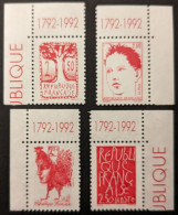 Variété 2772c** à 2275c** La Série Avec Sigle 1792-1992 En CDF - Unused Stamps