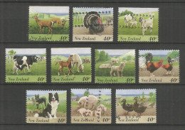 NUEVA ZELANDA FAUNA ANIMALES DE GRANJA YVERT NUM. 1385/1394 SERIE COMPLETA USADA - Used Stamps