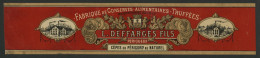 Etiquette Pour La FABRIQUE DE CONSERVES ALIMENTAIRES TRUFFEES CEPES DU PERIGORD L. DEFFARGES FILS PERIGUEUX Voir Suite - Advertising