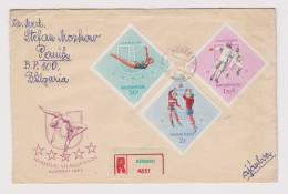Hungary Ungarn Registered Cover 1969 With Sport Topic Stamps Volleybal, Fencing, Diving, Sent To Bulgaria (L66716) - Covers & Documents