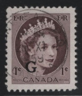 Canada 1955-56 Used Sc O40 1c QEII Wilding G Overprint - Sovraccarichi