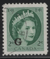 Canada 1955-56 Used Sc O41 2c QEII Wilding G Overprint - Surchargés