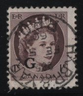 Canada 1955-56 Used Sc O40 1c QEII Wilding G Overprint SON RPO Cancel - Overprinted