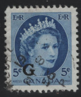Canada 1955-56 Used Sc O44 5c QEII Wilding G Overprint - Overprinted