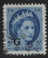 Canada 1955-56 Used Sc O44 5c QEII Wilding G Overprint - Sovraccarichi