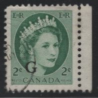 Canada 1955-56 Used Sc O41 2c QEII Wilding G Overprint - Sobrecargados