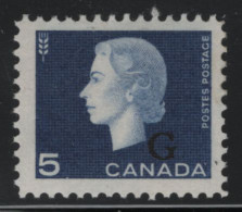 Canada 1963 MNH Sc O49 5c QEII Cameo G Overprint, Glazed Gum - Surchargés
