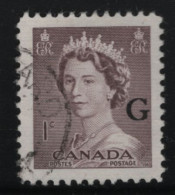 Canada 1953 Used Sc O33 1c QEII Karsh G Overprint - Sobrecargados