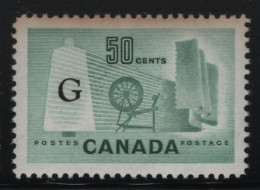 Canada 1961-62 MNH Sc O38a 50c Textile Industry Flying G Overprint, Stain - Sovraccarichi