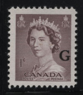 Canada 1953 MNH Sc O33 1c QEII Karsh G Overprint - Opdrukken