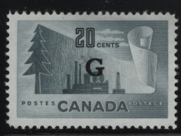Canada 1951-53 MH Sc O30 20c Pulp & Paper G Overprint, Adherence - Sovraccarichi