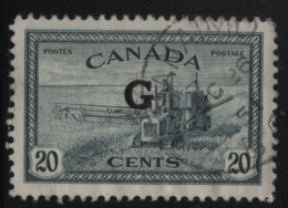 Canada 1950-51 Used Sc O23 20c Combine G Overprint Thick G - Sobrecargados