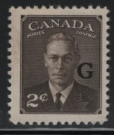 Canada 1950 Used Sc O17 2c KGVI Postes-Postage G Overprint - Aufdrucksausgaben