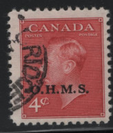 Canada 1950 Used Sc O15 4c KGVI Postes-Postage O.H.M.S. Overprint 2 - Opdrukken