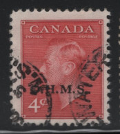 Canada 1950 Used Sc O15 4c KGVI Postes-Postage O.H.M.S. Overprint 2 - Overprinted