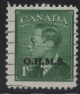 Canada 1950 Used Sc O12 1c KGVI Postes-Postage O.H.M.S. Overprint - Aufdrucksausgaben